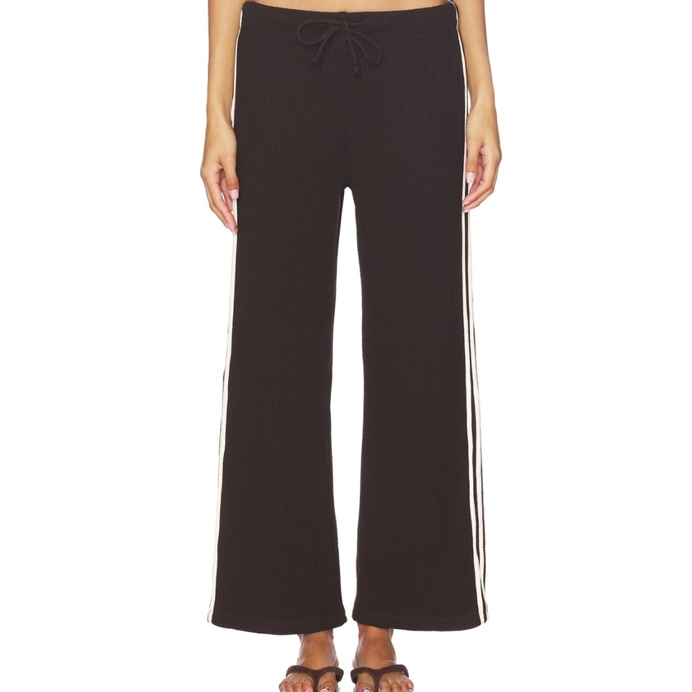 DONNI. Thermal stripe Pants in brown with White Side Stripes